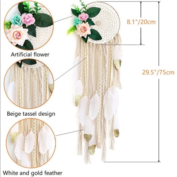 ✨RESTOCKED Dream Catcher White and Gold Feather - Picture 4 of 6